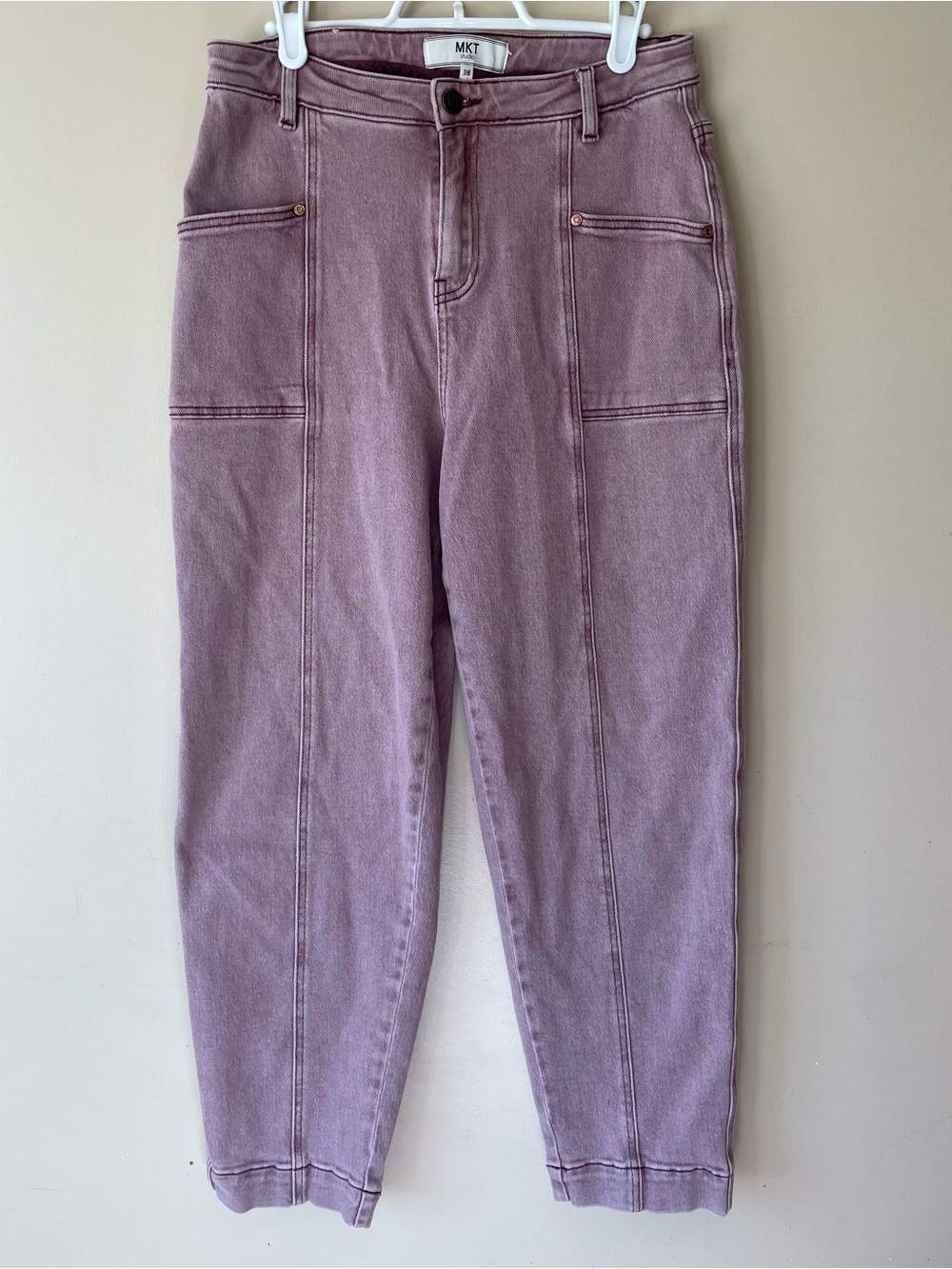 MKT Studio Baggy Burgundy Vintage Twill Utility Jeans - size 38